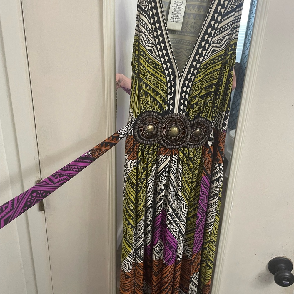 Multicolor Patterned Ice Tribal Pattern Dress - image 5